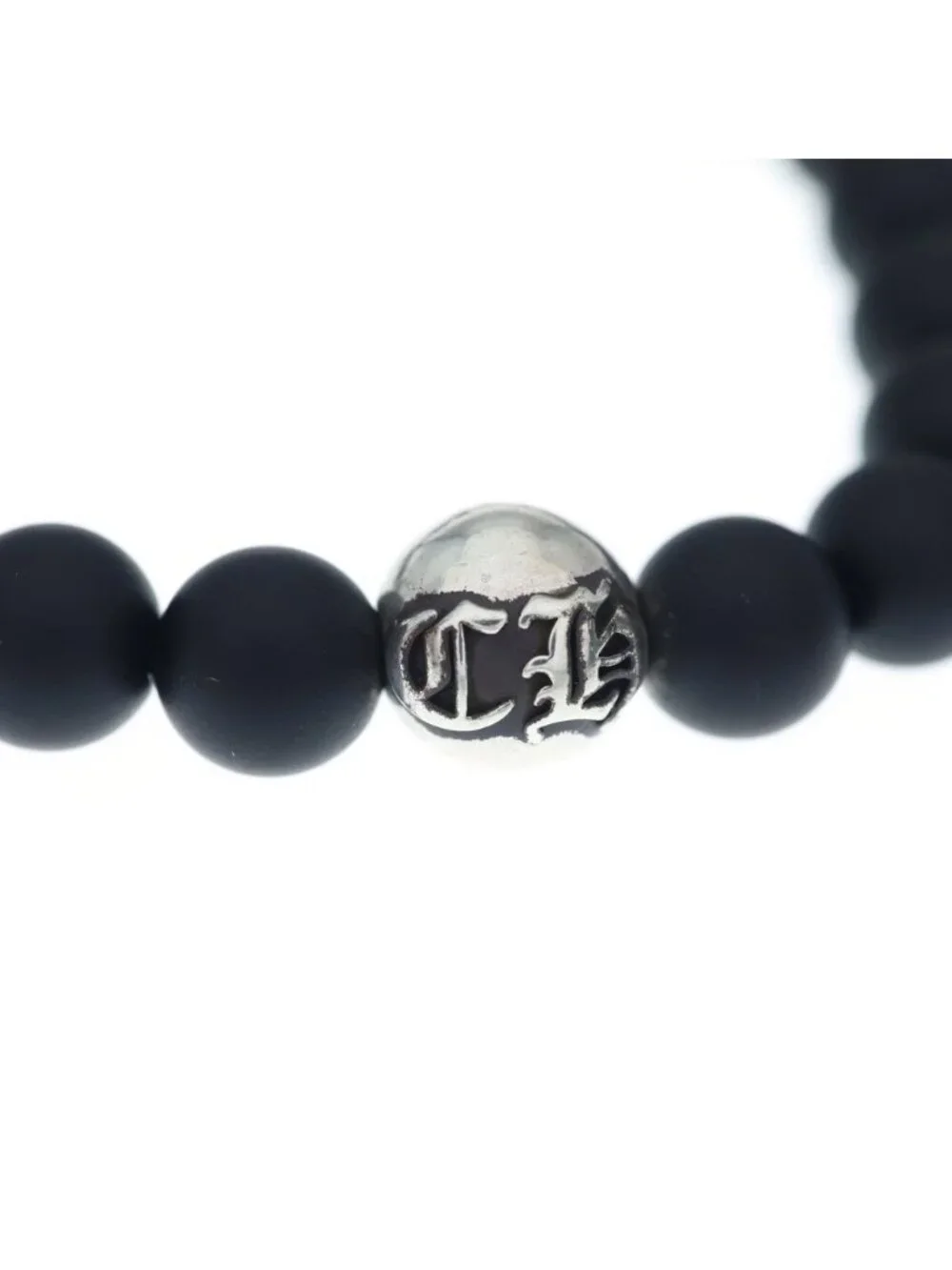 Chrome Hearts 8 Bead Onyx Beads Bracelet Black Silver